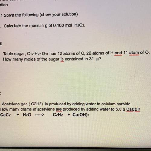 Table sugar, C12 H22 O11 has 12 atoms of C, 22 atoms of H and 11 atom of O.

How many moles of the