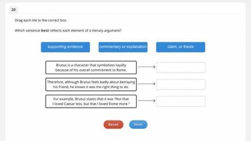 Which sentence best reflects each element of a literary argument?