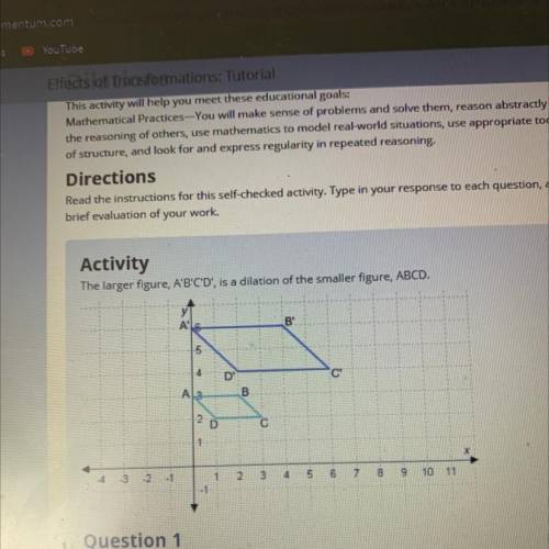 Part B
What are the coordinates of quadrilateral A'B'C'D?