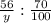 \frac{56}{y} :\frac{70}{100}