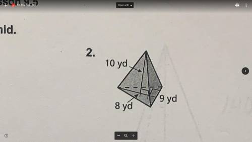 Find the volume of the pyramid 10ft 8yd 9yd