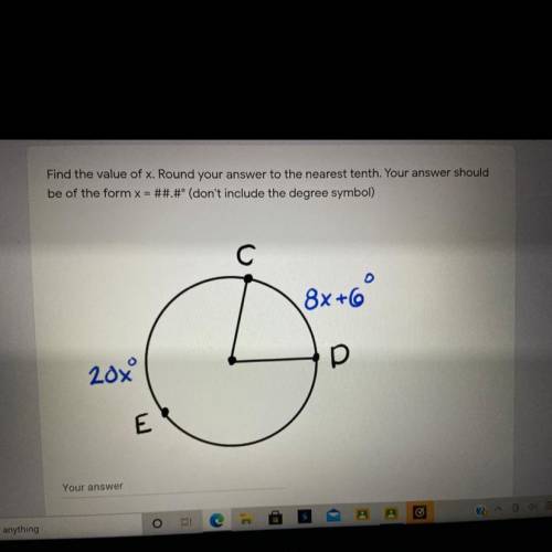 HELP NEEDED!

Find the value of x. Round your answer to the nearest tenth. Your answer should be o