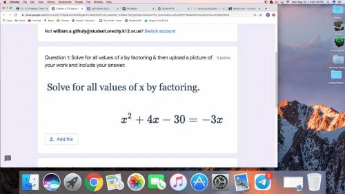 I need help with this problem x²＋4x﹣30=﹣3x