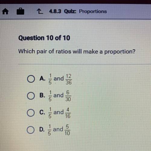 Which pair of ratios will make a proportion?