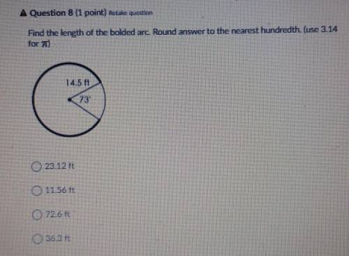 Find the length of the bolded arc. Round answer to the nearest hundredth( use pie). ANSWER IS NOT 1