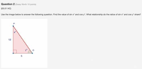 Use the image below to answer the following question. Find the value of sin x° and cos y°. What rel