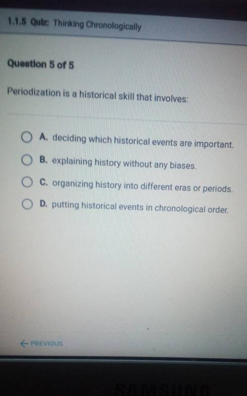 Periodization is a historical skill that involves​