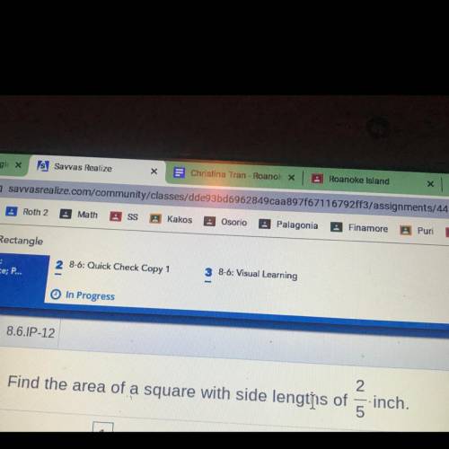 Find the area of a square with side lengths of 2/5 inch