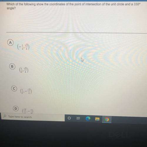 Which of the following show the coordinates of the point of intersection of the unit circle and a 3