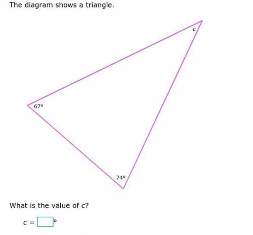 The diagram shows a triangle.
What is the value of c?