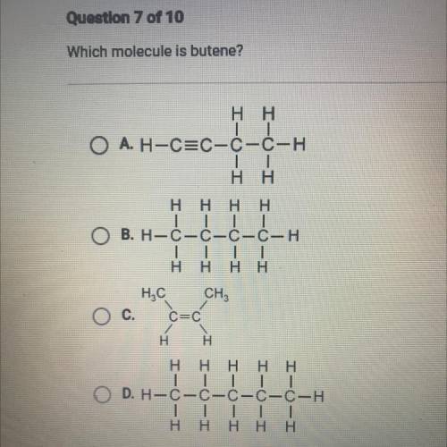 Which molecule is butene
