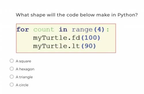 What shape will the code below make in Python?