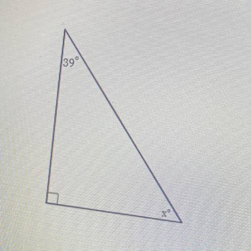 The measure of the angles of a triangle are shown in the figure below. Solve for x