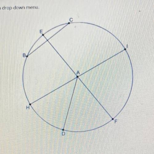 Select the correct answer from each drop-down menu.

Point A is the center of this circle.
The rat