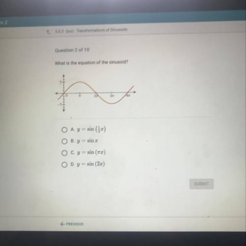 What is the equation of the sinusoid?
Will mark brainliest plz help