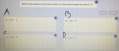 PLEASE HELP ME !

NO LINKS PLEASE:D
Which is the equation of a line with a slope of 1/2 that passe