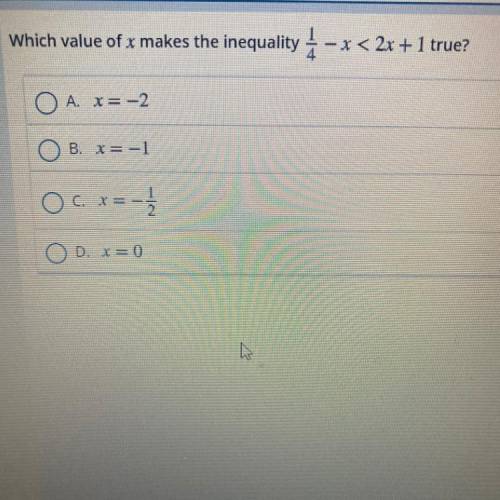 Which value of x makes the inequality true?