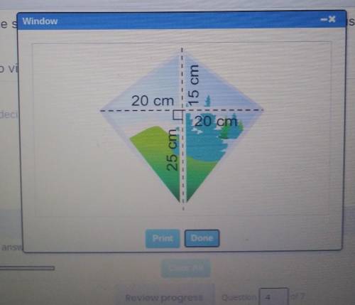 can you please help me plz plz plz. the window has the shape of a kite how many square meters of gl