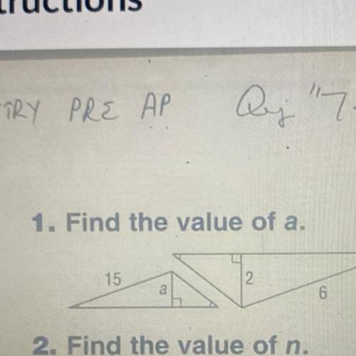 Find the value of a with the two triangles