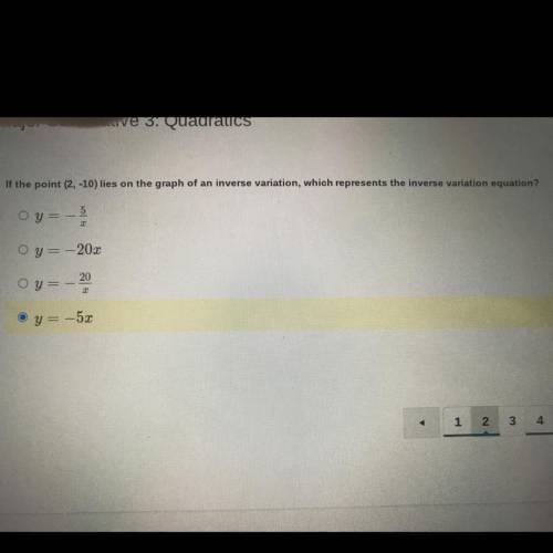 WILL GIVE BRAINLIEST!

if the point (2, -10) lies on the graph of an inverse variation, which repr