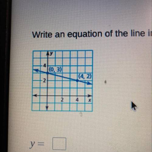 Write an equation of the line in slope intercept form (LOOK AT PICTURE) pls answer fast