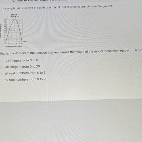 The graph below shows the path of a model rocket after its launch from the ground.

14
What is the