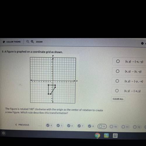 9. A figure is graphed on a coordinate grid as shown.

у
9
8
7
6
S
4
3
2
1
29 LR
х
- 6
1
-5 -4 -3