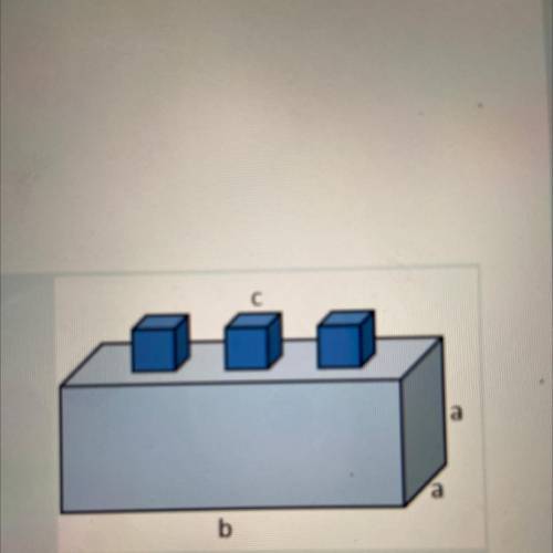 Three same-sized cubes are attached to the top of a rectangular prism as shown below

If 5 cm, b =