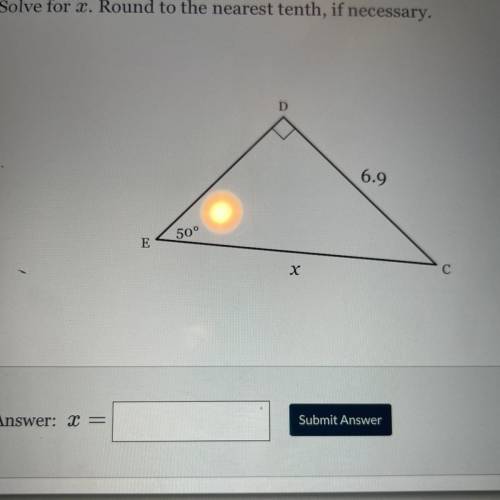 Solve for x. Round to the nearest tenth, if necessary.