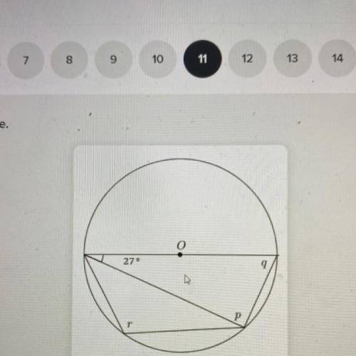 O is the center of the circle 
SOLVE FOR P
the number is 27