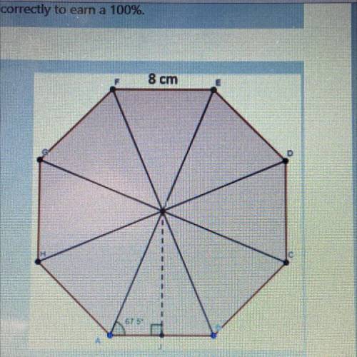 A regular octagon can be divided into eight congruent triangles with base angles that are age 67.5°