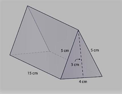 What is the surface area of the triangular prism?

A. 175cm^2
B. 196cm^2
C. 216cm^2
D. 222cm^2