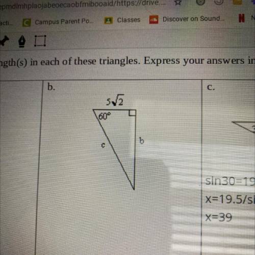 Help me with this please?? Find the indicated side length(s) of this triangle in simplified radical