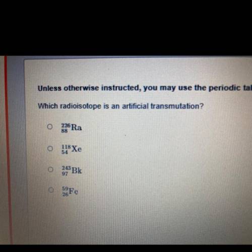 Which radioisotope is an artificial transmutation?