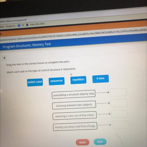 Match each task to the type of control structure it represents