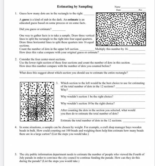 Estimating by sampling, can someone please help me with this