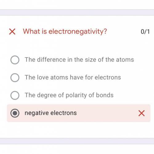 Help me with chemistry! I got this answer wrong , what would be the right one?