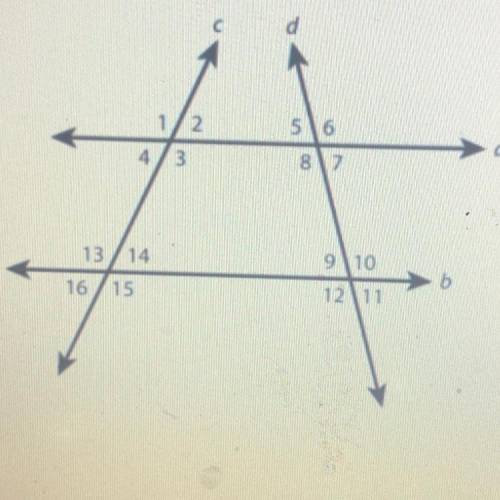 If m <1 = 115° and the m < 8 = 105°, what is the measure of angle 16?