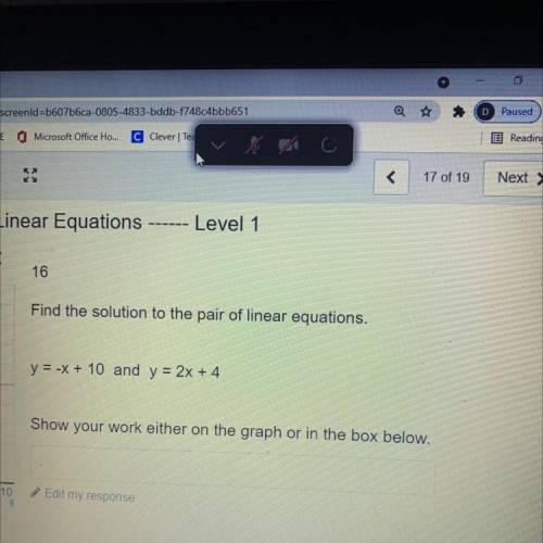 Y = -x + 10 and y = 2x + 4