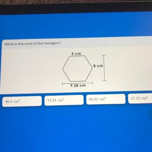 Whot is the area of the hexagon?
(Picture)