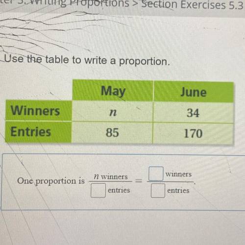 Use the table to write a proportion
