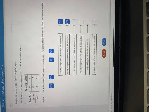 Drag the tiles to the correct boxes to complete the pairs. This table gives information about vehic