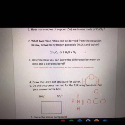 What two mole ratios can be derived from the equation

below, between hydrogen peroxide (H2O2) and