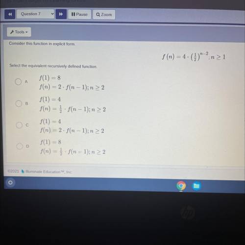 Select the equivalent recursively defined function.