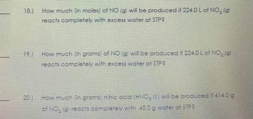 I’d appreciate the help! :)

Here is the reaction:
3 NO2 (g) + H2O (l) = 2HNO3 (l) + NO (g)