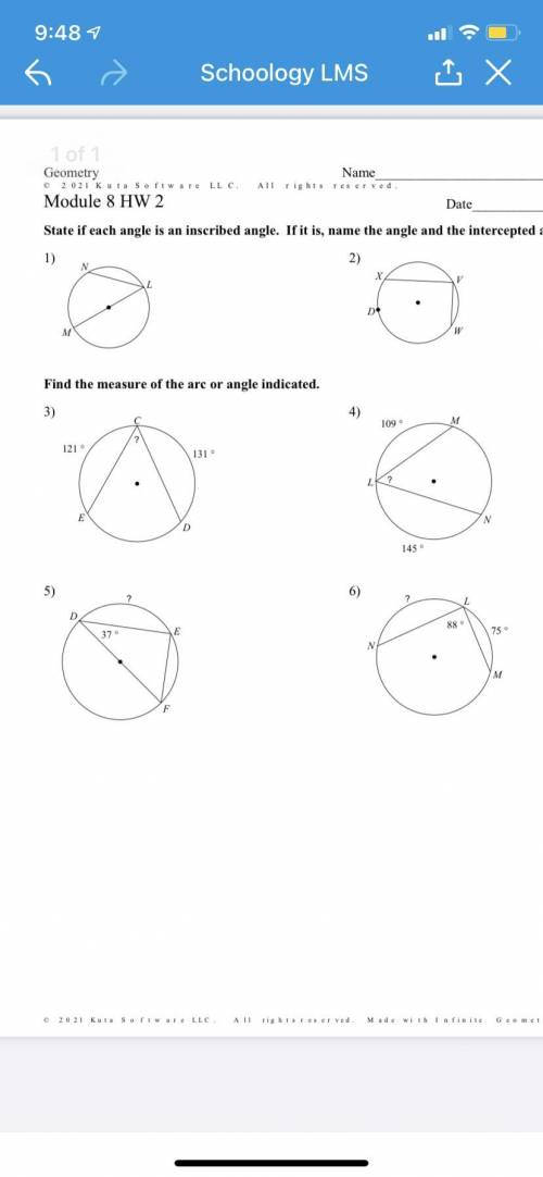 Find the measure of the arc or angle indicated