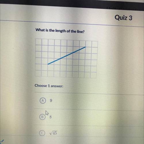 What is the length of this line? choose 1 answer 9 8 square root of 45 square root of 27