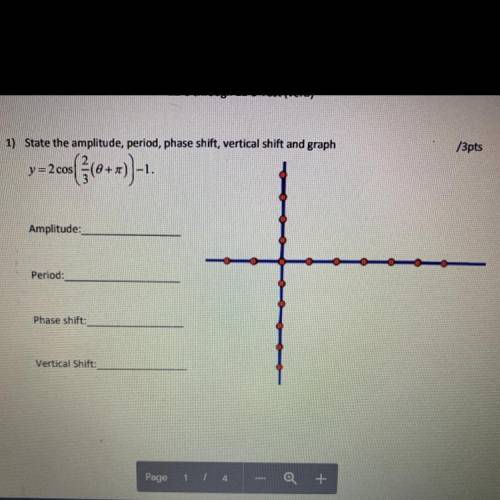 1) State the amplitude, period, phase shift, vertical shift and graph