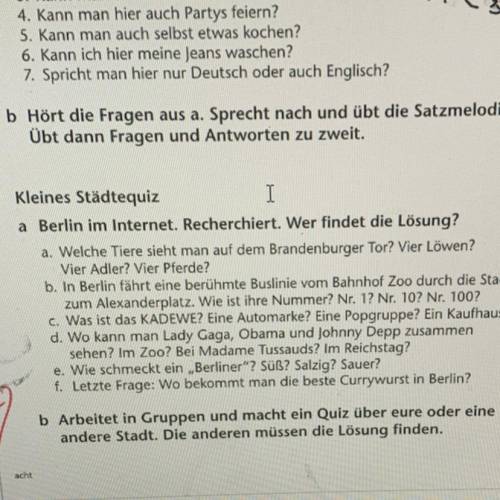 3 Kleines Städtequiz

I
a Berlin im Internet. Recherchiert. Wer findet die Lösung?
a. Welche Tiere