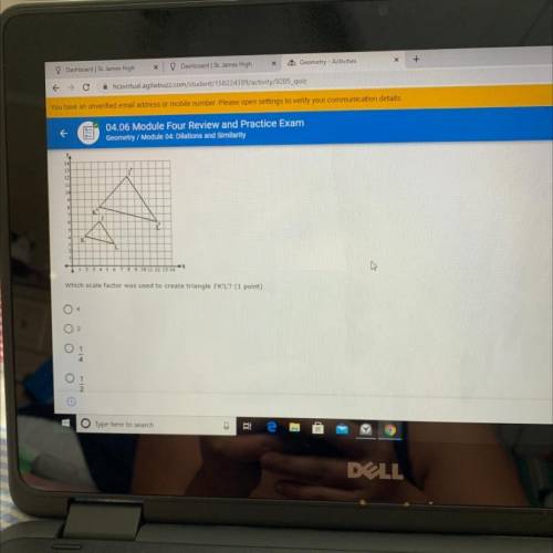 1. (04.01 LC)

Triangle J'K'L' shown on the grid below is a dilation of triangle JKL using the ori